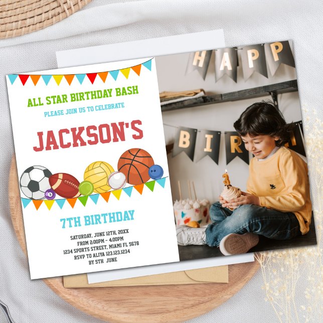 All Stars Sports Party Birthday Invitations photo (All Stars Sports Party Birthday Invitations photo)