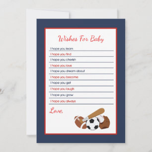All Stars Sports Wishes for Baby Advice Card