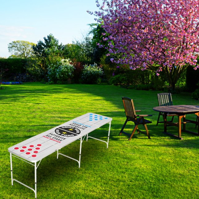 All Stars Wood Background Beer Pong Table (Have some fun playing beer pong on this faux gray wood slat beer pong table.)