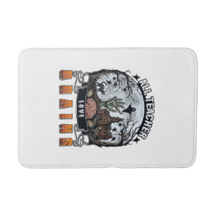 All Teacher Love Brains Halloween Zombie Hand Haun Bath Mat