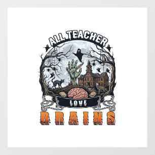 All Teacher Love Brains Halloween Zombie Hand Haun Floor Decals