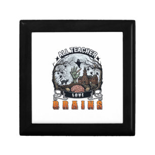All Teacher Love Brains Halloween Zombie Hand Haun Gift Box
