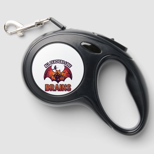 All Teachers Love Brains Halloween Bat Haunted Hou Retractable Pet Leash