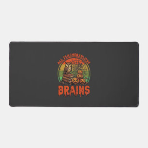 All Teachers Love Brains Halloween Pumpkins Owl Bo Desk Mat