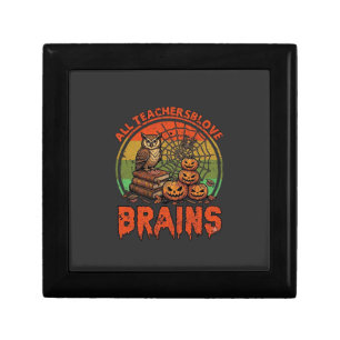 All Teachers Love Brains Halloween Pumpkins Owl Bo Gift Box