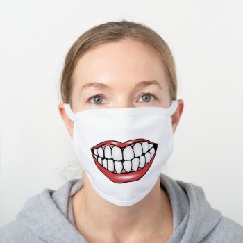 All Teeth! White Cotton Face Mask by Three_Men_and_a_Mama at Zazzle