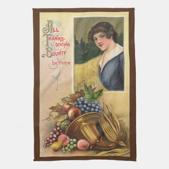 All Thanksgiving Bounty Be Thine Kitchen Towel (Vertical)