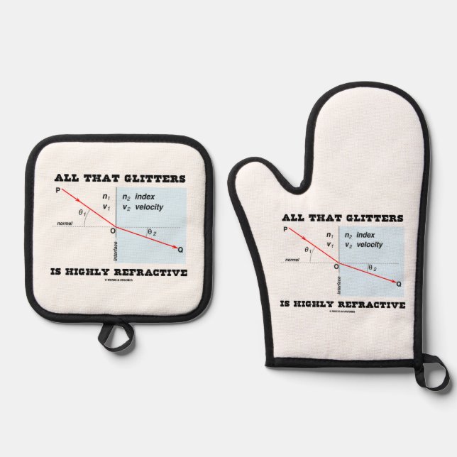 All That Glitters Is Highly Refractive Physics Oven Mitt & Pot Holder Set (Front)