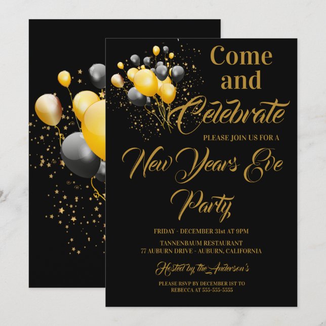 All That Glitters New Years Eve Invitation (Front/Back)