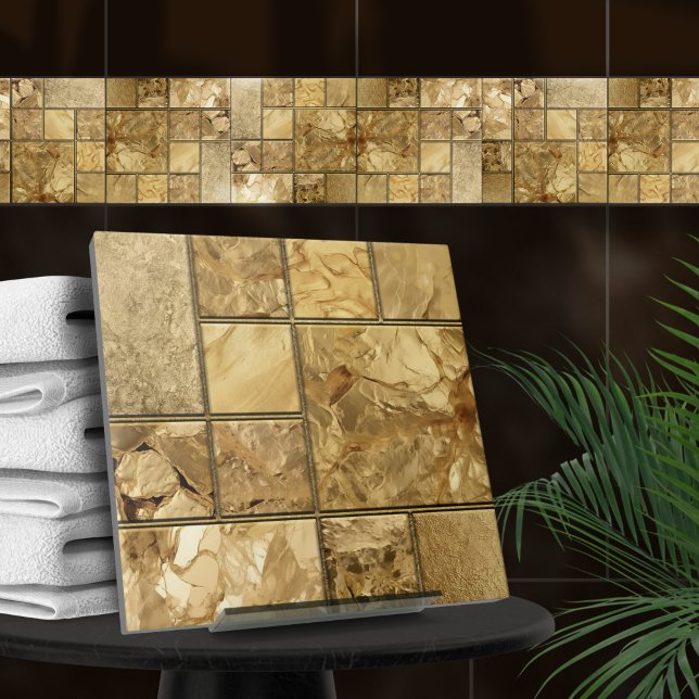 All That Gold - geometric mosaic Pattern N1 Ceramic Tile (Creator Uploaded)