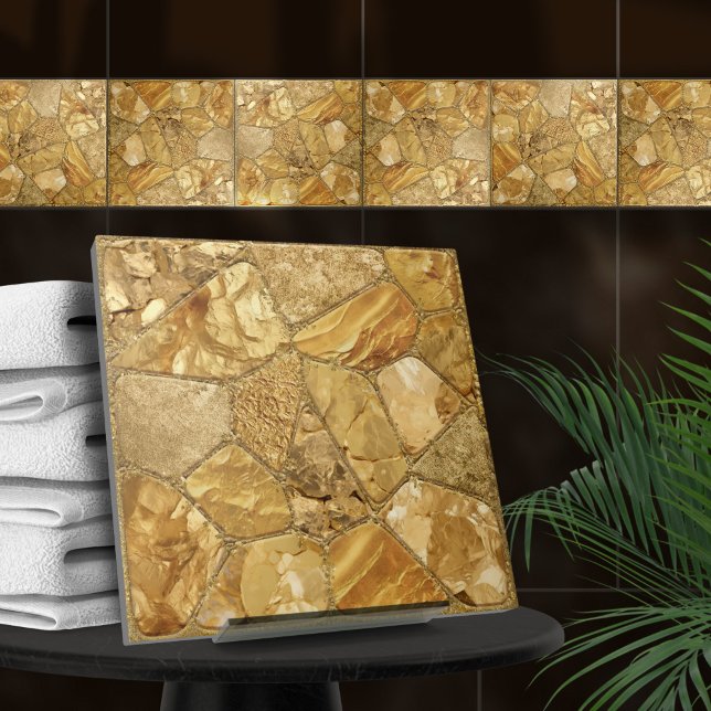 All That Gold - pebbles voronoi mosaic N2 Ceramic Tile (Creator Uploaded)