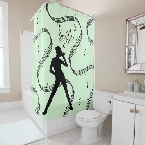 All that Jazz Dance Green Music Design Shower Curt