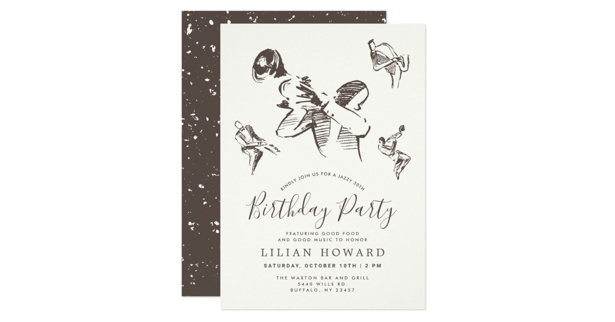 All That Jazz Jazz Themed Birthday Party Invitation