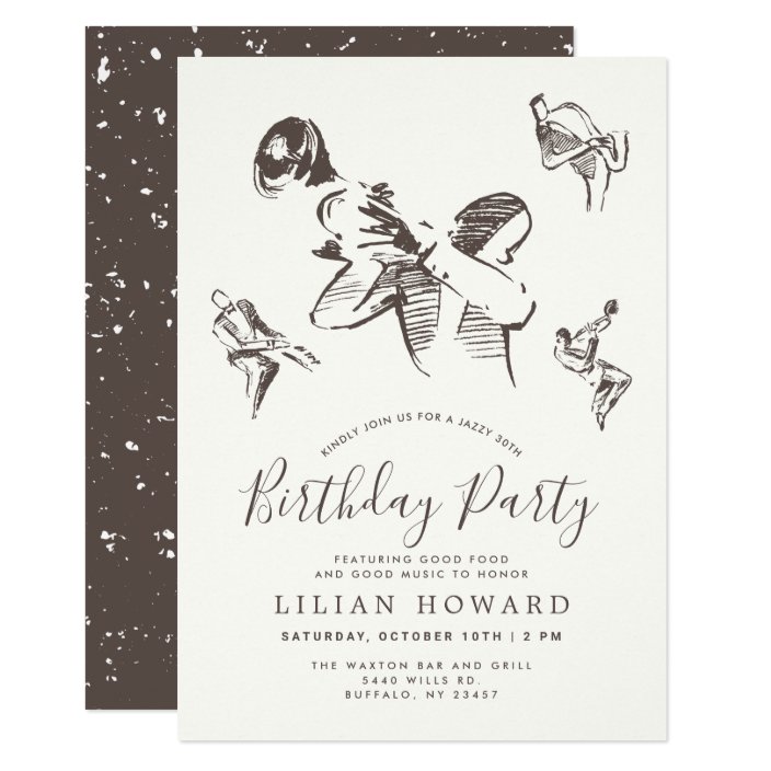 All That Jazz Jazz Themed Birthday Party Invitation