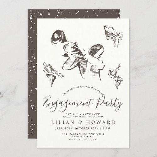 All That Jazz  Jazz Themed Engagement Party Invitation