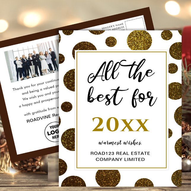 All The Best For Business Logo Photo Modern Black Postcard (Creator Uploaded)