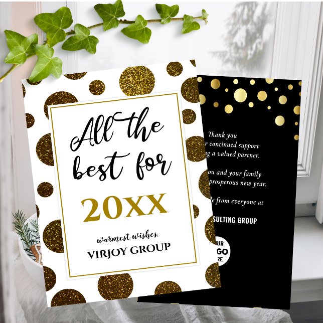 All The Best For Modern Gold Black Business Logo Holiday Card (Creator Uploaded)