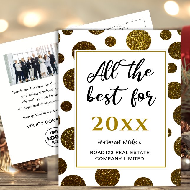All The Best For New Year Business Photo Gold  Postcard (Creator Uploaded)