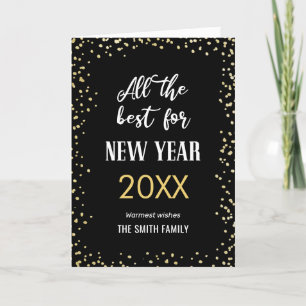 All The Best For NEW YEAR Photo Gold Glitter Chic Holiday Card