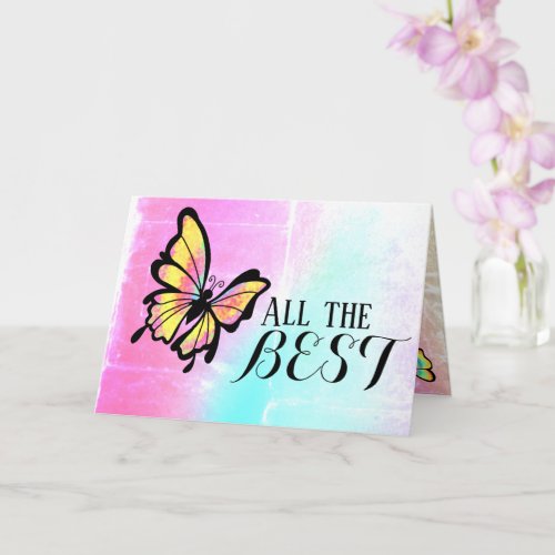 All the Best Pretty Butterfly Luck Happy Wishes Card