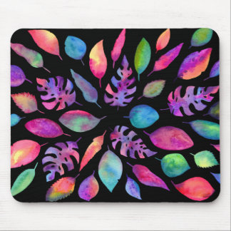 All the Colors of Nature - Bright Leaves on Black Mouse Pad