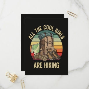 All The Cool Girls Are Hiking Retro Invitation Postcard