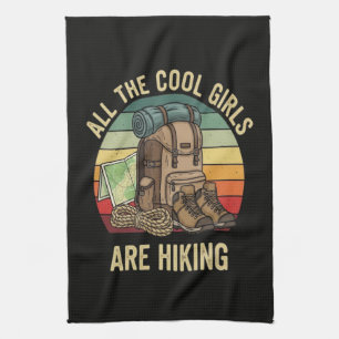 All The Cool Girls Are Hiking Retro Kitchen Towel