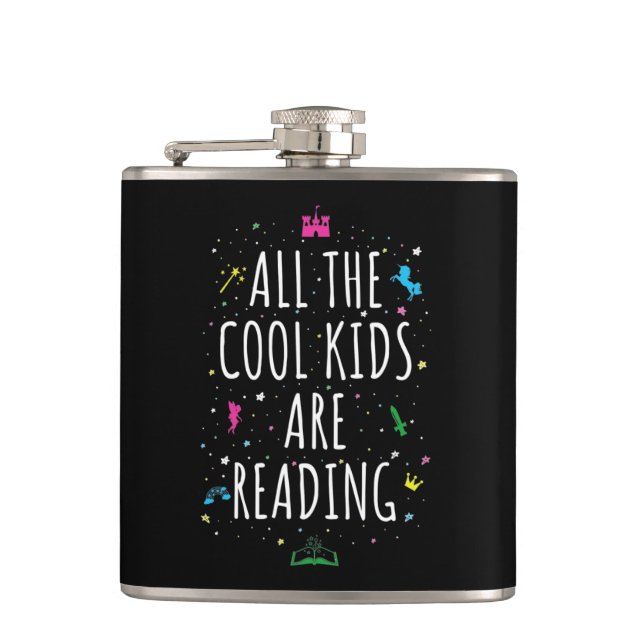 All The Cool Kids Are Reading I Flask (Front)