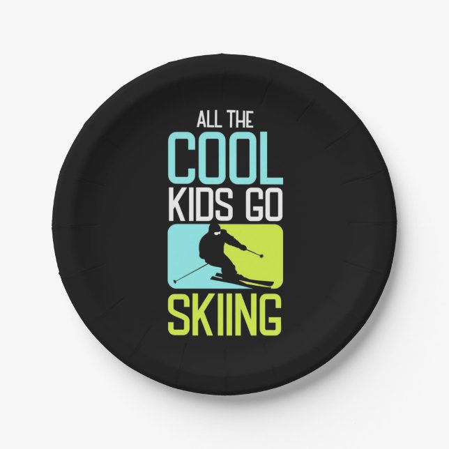 All The Cool Kids Go Skiing Paper Plates (Front)