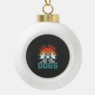 All The Dogs Retro Dog Lover Ceramic Ball Christmas Ornament
