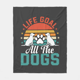 All The Dogs Retro Dog Lover Fleece Blanket