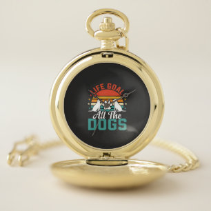 All The Dogs Retro Dog Lover Pocket Watch