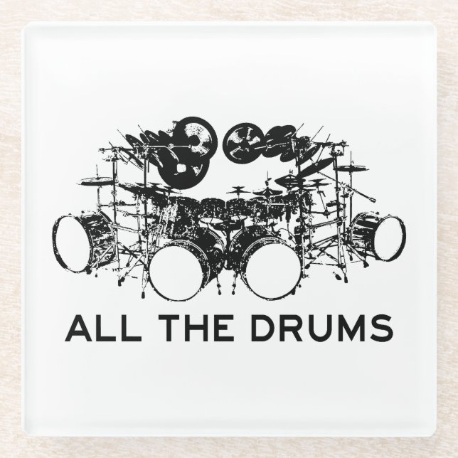 All The Drums Drummer Glass Coaster (Front)