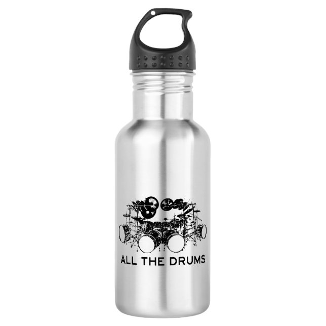 All The Drums Drummer Stainless Steel Water Bottle (Front)