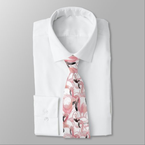 All the Flamingos _ Pattern Neck Tie