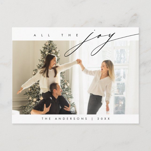 All The Joy, Merriest Christmas Family Photo Postcard (Front)