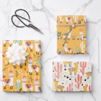 All the Llamas Wrapping Paper Sheets