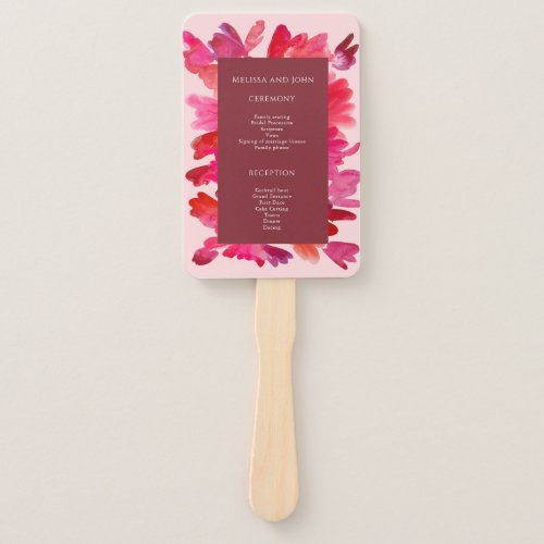 All the Love Watercolor Pink Red Hand Fan
