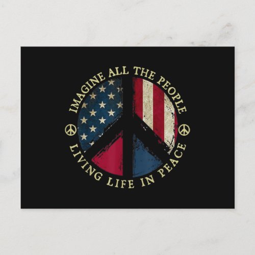 All The People Imagine Living Life In Peace Hippie Announcement Postcard