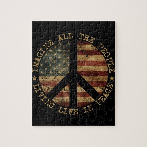 All The People Imagine Living Life In Peace Hippie Jigsaw Puzzle