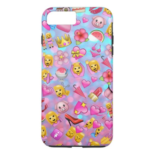 All the Pink Girl Emojis Collage Pattern iPhone 8 Plus7 Plus Case