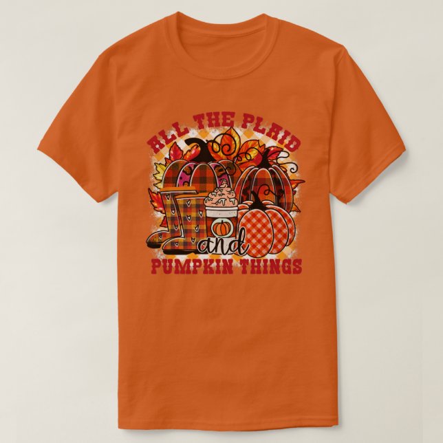 all the plaid and pumpkin things leopard pumpkin f T-Shirt (Design Front)