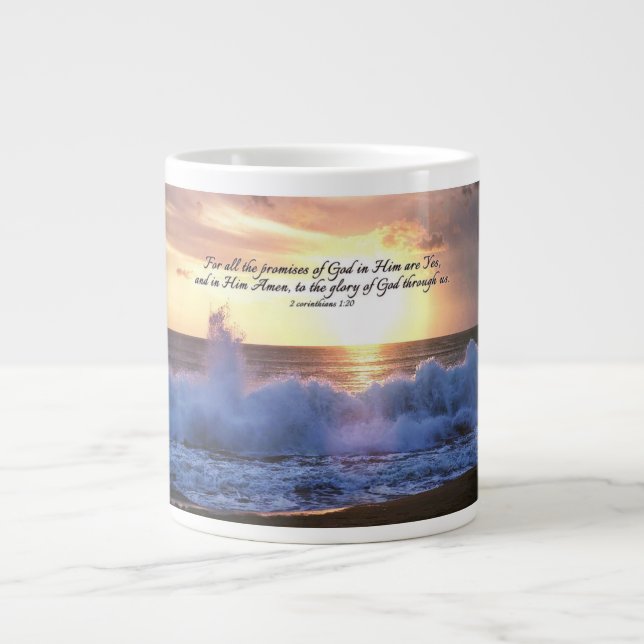 'All The Promises of God' Ocean Giant Coffee Mug (Front)