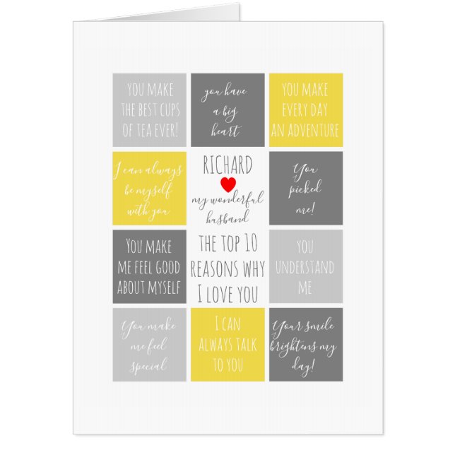all the Reasons we love you anniversary birthday Card (Front)