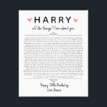 all the things I love about you anniversary birth Canvas Print<br><div class="desc">This is a DO IT YOURSELF XX Reasons why we love you. roses reasons we love you,  editable 50 Reasons,  60th birthday,  editable,  80th birthday,  memories,  love you,  mom,  retire You can edit the main body text. Designed by The Arty Apples Limited</div>