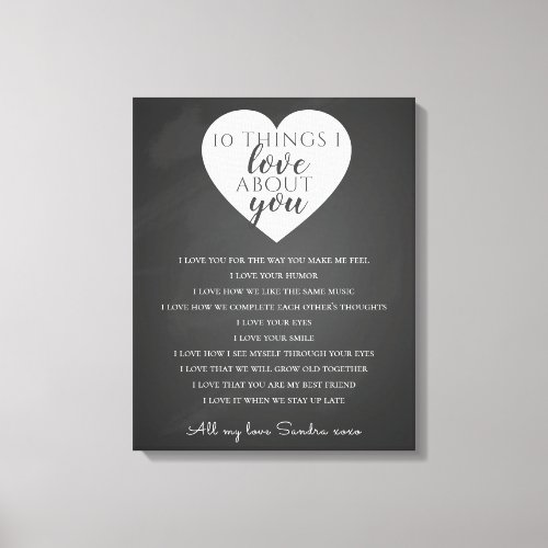 all the things I love about you reasons I love Canvas Print