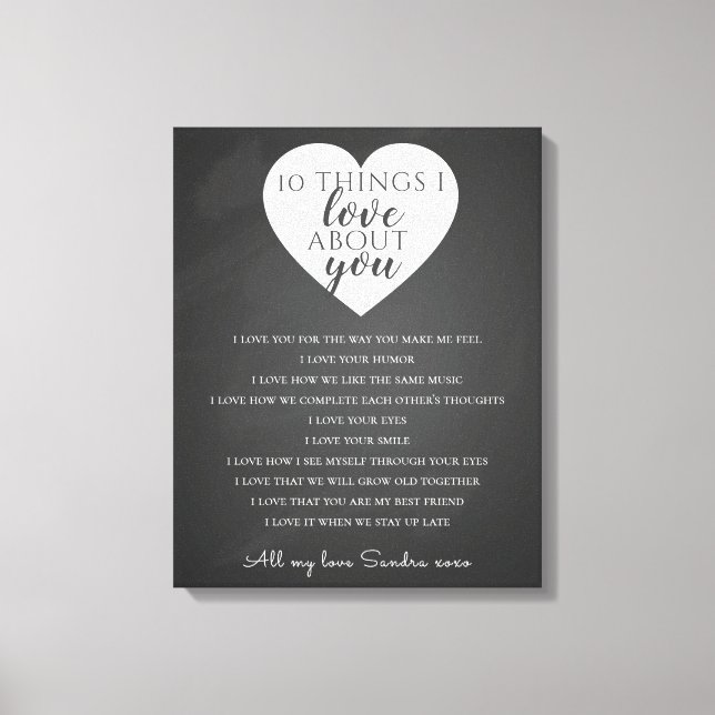all the things I love about you, reasons I love Canvas Print (Front)