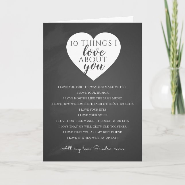 all the things I love about you, reasons I love Card (Front)