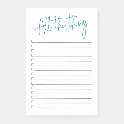 All The Things Teal with Checkboxes and Lines Post_it Notes