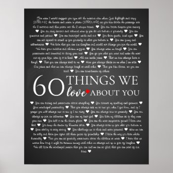 All The Things We Love About You  60th Birthday Poster by TheArtyApples at Zazzle